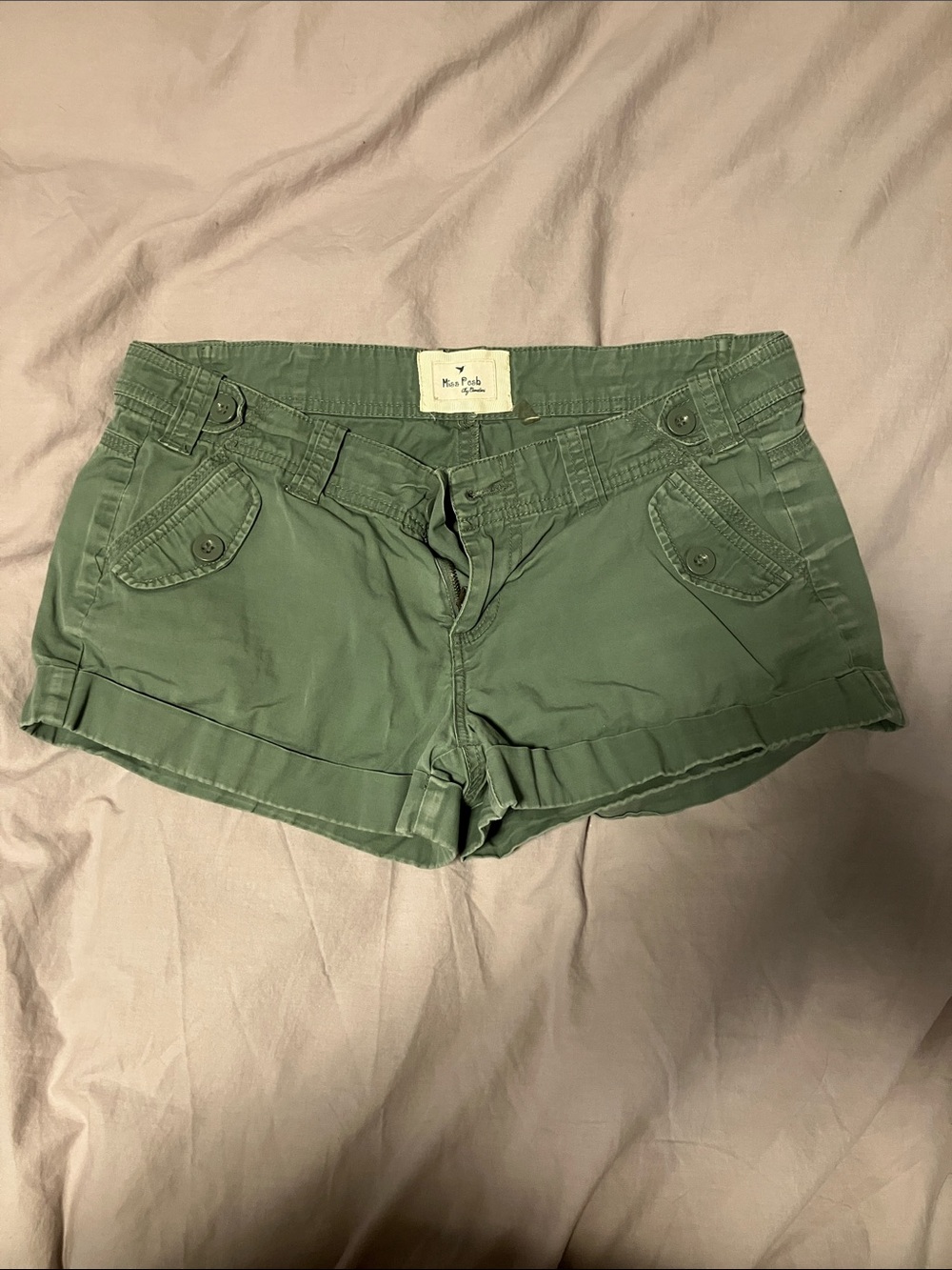 Mossimo Olive Green Cotton Cargo-Style Jean Shorts